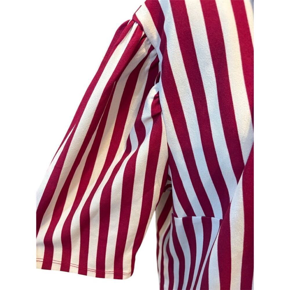 *3/$15 New York & Company Women's XXL Striped Short Sleeve Blouse Casual - Picture 4 of 9